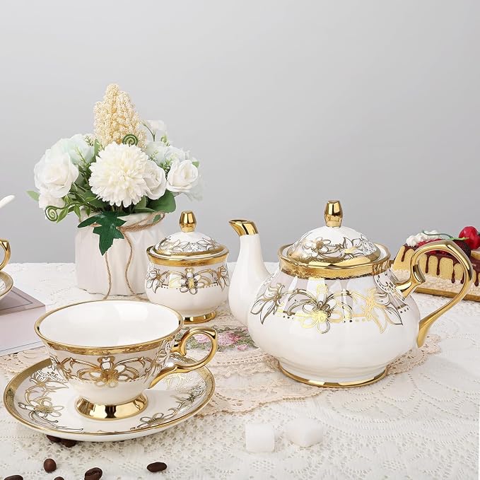 fanquare 21 Pieces Porcelain Tea Set - Image 3