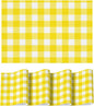 Artoid Mode Buffalo Plaid Vinyl Placemats Set of 4, 12x18 Inch Washable Non-Slip Heat Resistant Plastic Place Mats for Party Dining Table, Yellow/White