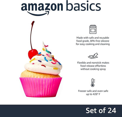 Amazon Basics Reusable Non-Stick Silicone Baking Cups, BPA Free, Dishwasher Safe - Image 2