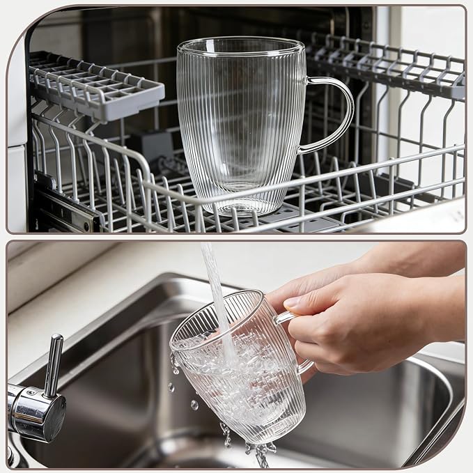 4 Pack Double Wall Glass Coffee Mugs, 12oz Glass Coffee Cup - Image 4