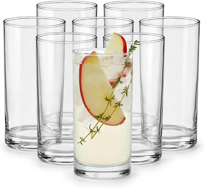 Heavy Base Drinking Glasses Set of 8, Weighted Clear Water Cups | 15.5 oz by Libbey