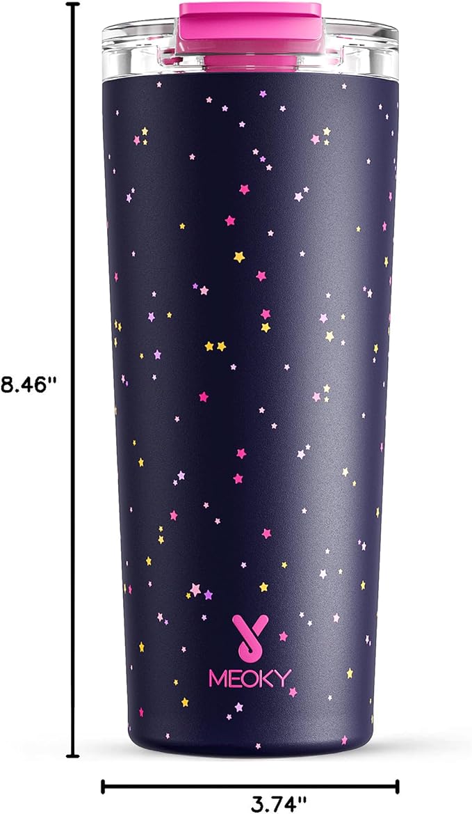Meoky 24 oz Insulated Travel Coffee Mug: Leak Proof Lid, Plum Stardust | - Image 3