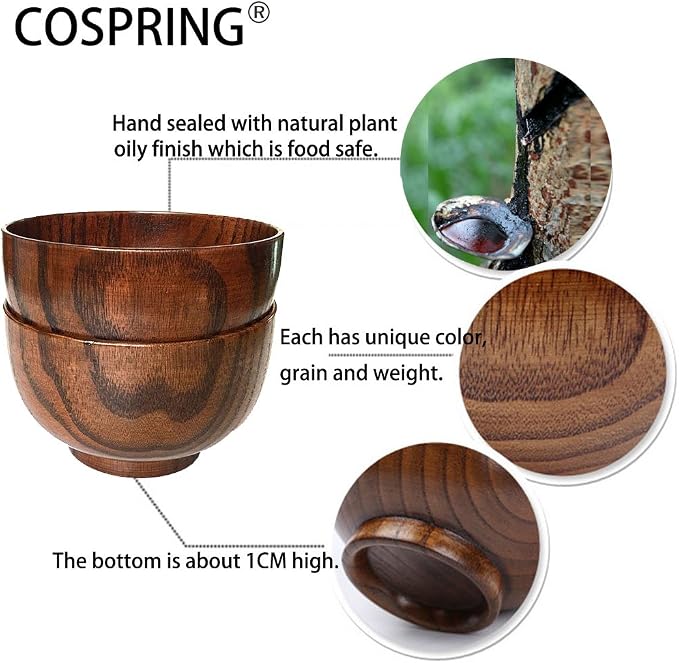 Handmade Wood Bowl, for Rice, Decoration - Image 4