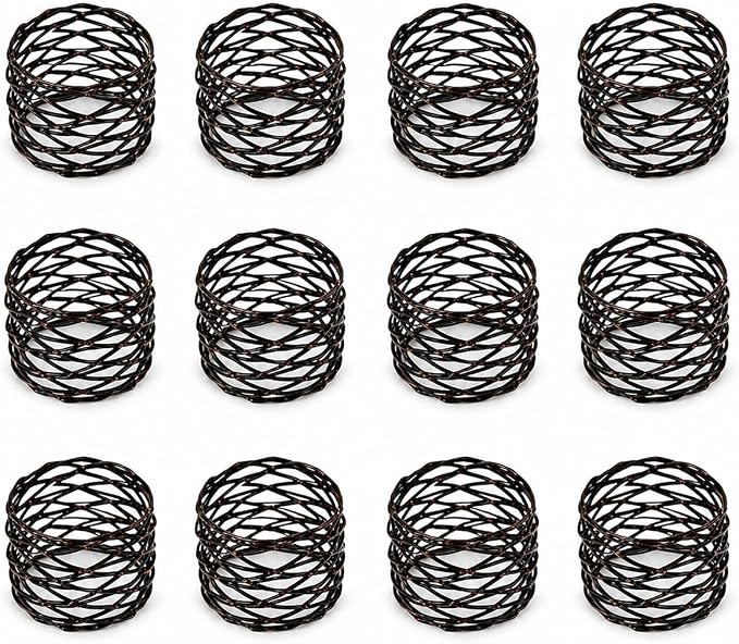 ALPHA Living HOME Napkin Rings Set 12 of Premium 100% Metal, Rust-Resistant by ALPHALivingHOME