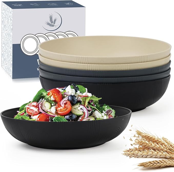 10inch Wheat Straw Big Bowls Set of 6 by WROVA