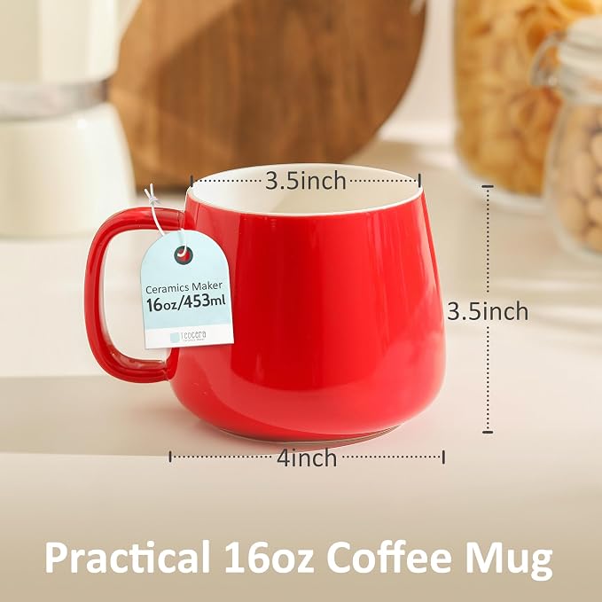 Teocera 16oz Ceramic Coffee Mugs Set of 4 – Stackable Latte Cups, Dishwasher & - Image 4