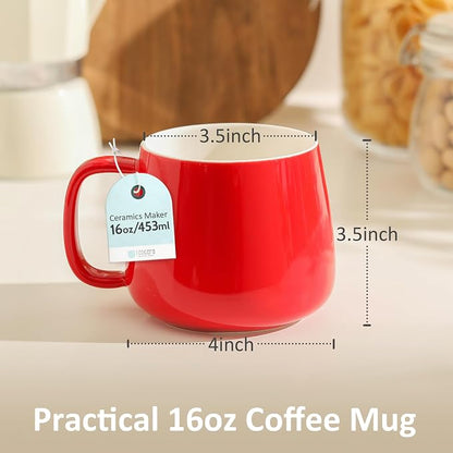 Teocera 16oz Ceramic Coffee Mugs Set of 4 – Stackable Latte Cups, Dishwasher & - Image 4