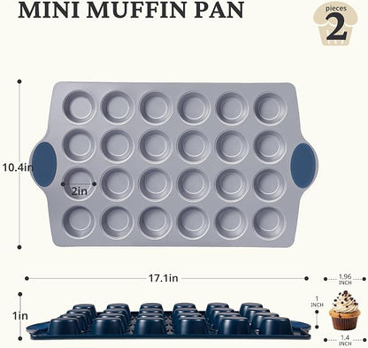 BRONYPRO Ceramic Mini Muffin Pan, 24-Cup Nonstick Aluminized Steel Mini Cupcake - Image 7