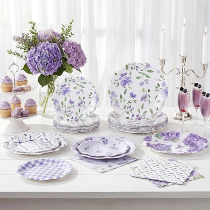 NatNarr 50 Set Purple Hydrangea Plates and Napkins Lavender Party Decor | 9" - Image 4