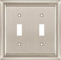 Henne Bery Sunken Pearls Heavy Duty Decorative Wall Plate Switch Plate Outlet Cover (Double Toggle, Satin Nickel)