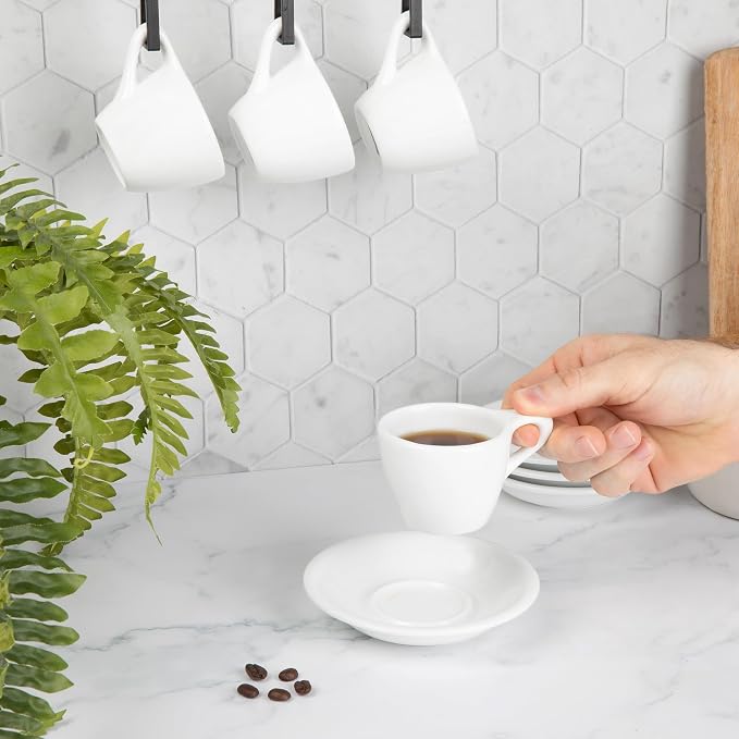 ANGELENO Coffee Espresso Cups Set of 4, 2.7oz Porcelain Ceramic Demitasse Cups - Image 2