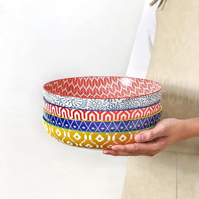 Selamica Ceramic Pasta Bowls Set of 4, 34 OZ Salad Bowls, 8.6 Inch Wide and - Image 6