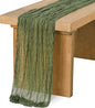 Ling's Moment Moss Green Cheesecloth Table Runner, 120 Inch 10FT | Boho Gauze by LingsMoment
