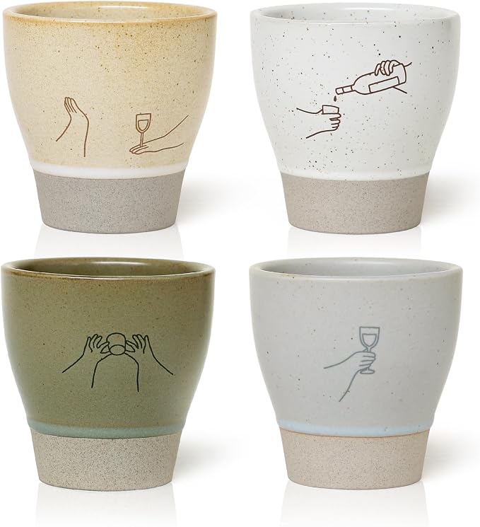 Jottings Retro Cute Handleless Japanese Tea Ceramic Cup 6.5 oz, Cheers by Jottings