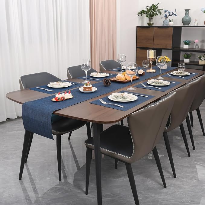 Myir JUN Dark Blue Table Runner Home Decor Dining Table Runners | Vinyl Table - Image 4