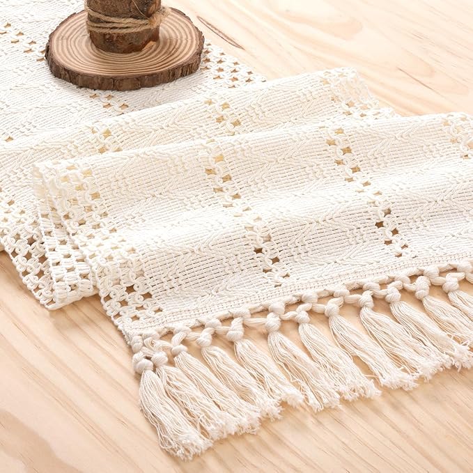 MLMW Boho Table Runner Farmhouse Burlap Small Table Runner Dresser Runner | by MLMW