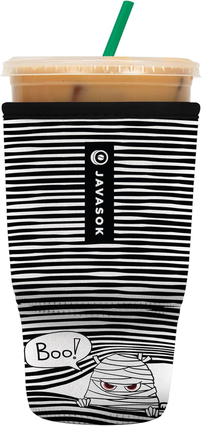Sok It JavaSok Iced Coffee & Cold Soda Insulated Neoprene Cup Sleeve (Peek-A-BOO, Large: 30-32oz)