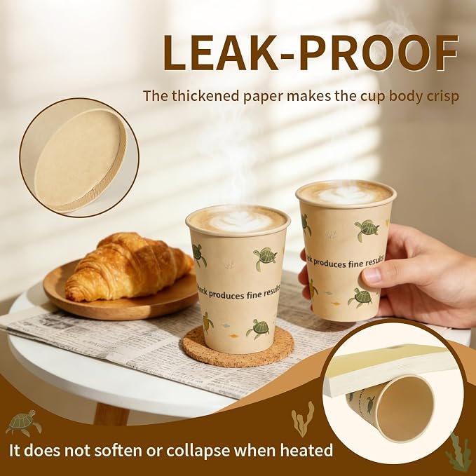 12 OZ 25 Pack Disposable Cups Paper Coffee Cups - Image 6
