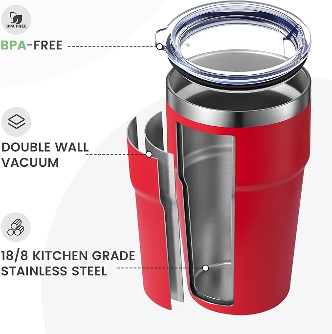 MEWAY 16oz Tumbler Double Wall Vacuum Insulated Travel Mug Bulk, Stainless - Image 3