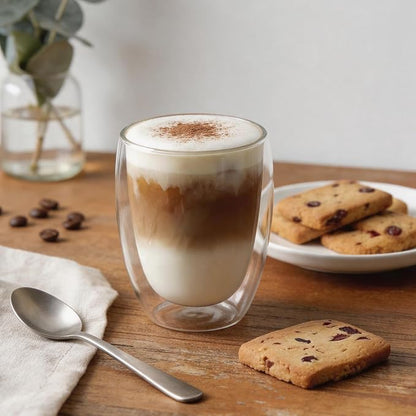 HillSpring Double Walled Glass Coffee Cup, Heat Resistant, Condensation Free - Image 2