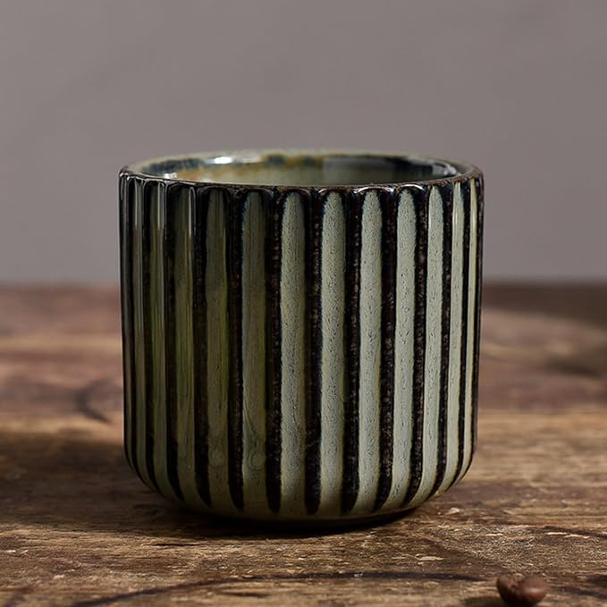 Vintage Ceramic Mug, Japanese Tea Cup 6oz Striped Cup No Handle Drinking Cup - Image 3