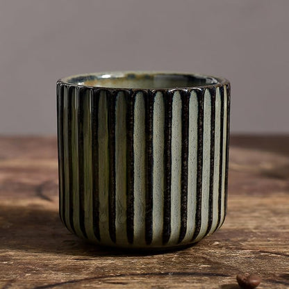 Vintage Ceramic Mug, Japanese Tea Cup 6oz Striped Cup No Handle Drinking Cup - Image 3