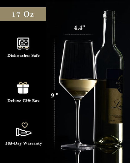 JBHO 17 oz Lead-Free Wine Glasses Set of 6, Hand Blown Durable Crystal Wine Glasses for Daily Use and Hosting Guests, Thin Rim for Serving Red and White Wine, Gift packing for any occasion