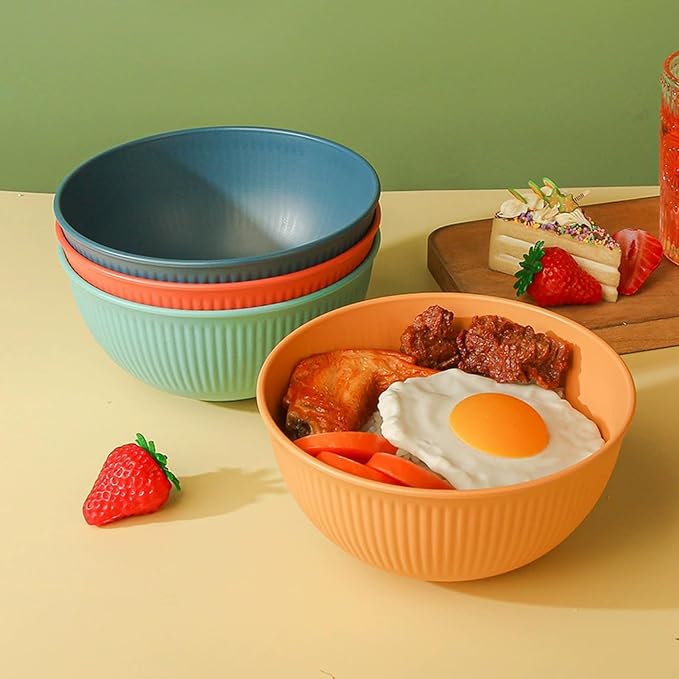Unbreakable Wheat Straw Cereal Bowls Set of 6, 24 OZ Microwave and Dishwasher - Image 4