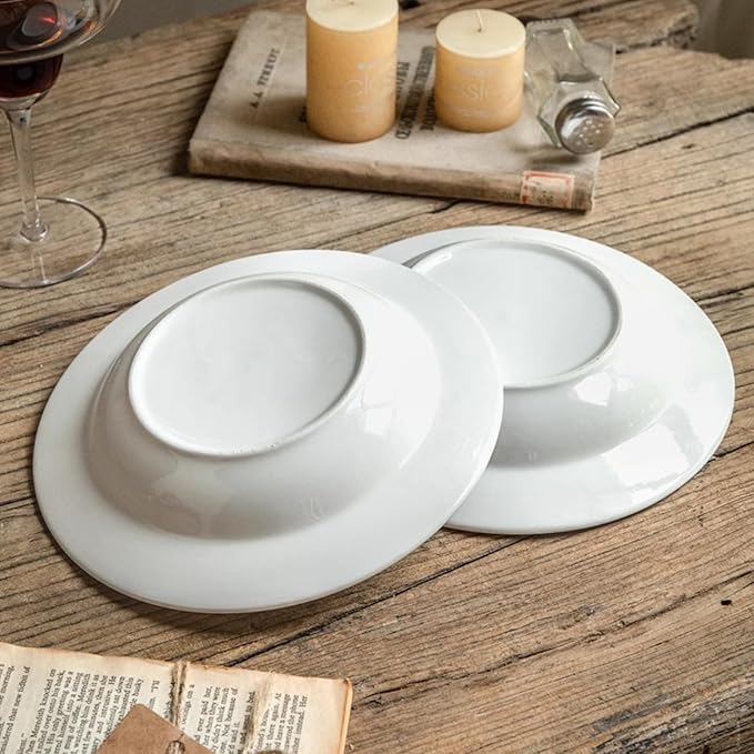 Pasta Bowls Plates Set of 6, 8.5inch Ceramic Plates tableware, Shallow Soup - Image 9