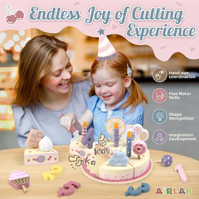 Wooden Birthday Party Cake Play Food Sets - Image 6