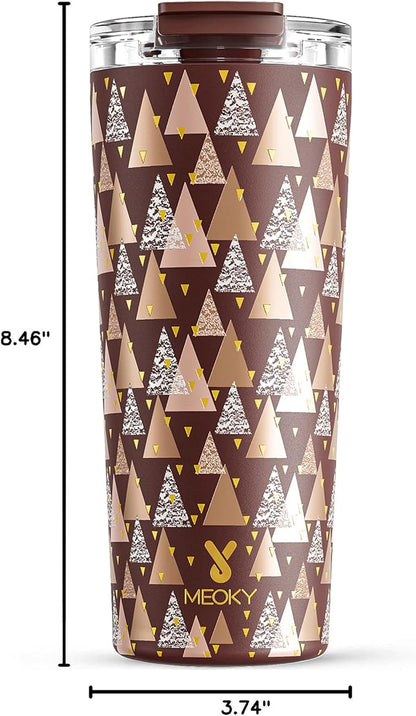 Meoky 24 oz Insulated Travel Coffee Mug: Leak Proof Lid, Cocoa Geometry | - Image 3