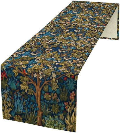 William Morris Floral Table Runner, Vintage Tree of Life Flowers Table Runner by SXXLDNG