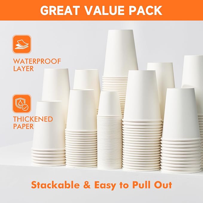 METAPRINT 100 Pack 16 oz Disposable Coffee Cups - Image 6
