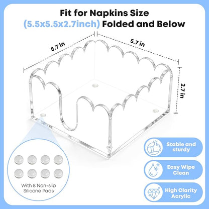 Clear Scalloped Acrylic Napkin Holder - Image 3