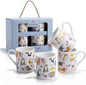 Mini Espresso Cups Set of 4, 3.5oz Porcelain Espresso Shot Cups, Cute Dog and by MFoffice
