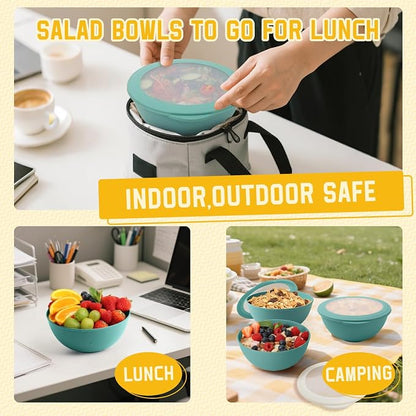 Bowls with Lids, Wheat Straw Bowl Set of 4-40 OZ Cereal Bowls and Silicone Edge - Image 7