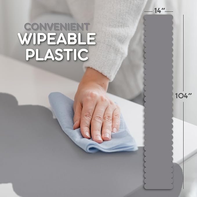 Silver Grey Scallop Table Runner, Disposable Plastic, 5 Pk - Image 6