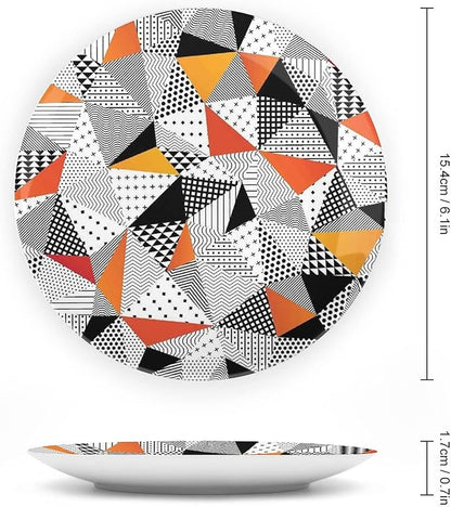 Decorative Plates, Abstract Decor Print Ornament, Fashionable Polygonal Artwork Panes Craft Projects, 10 Inch, 1 Plate with 1 Display Stand, Multy
