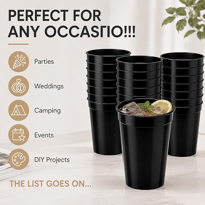 Yungyan 24 Pack 12 oz Stadium Cups Reusable Plastic Cups Blank Drink Stadium - Image 4