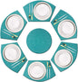 PIGCHCY Wedge Shaped Placemats Set of 6 with Centerpiece Round Mats Washable Kitchen Placemats Heat-Resistant Table Mats (Teal Blue)
