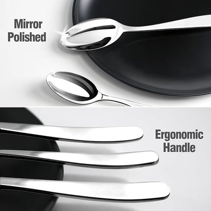 18/10 Silverware Set for 8, 40 Piece Stainless Steel Flatware Set Cutlery | - Image 4