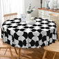 Laeacco 48 Inch Geometric Round Tablecloth Black and White Abstract Pattern Modern Art Print Table Cloth Washable Waterproof Wrinkle Free Table Cover for Kitchen Dining Picnic Party Decoration