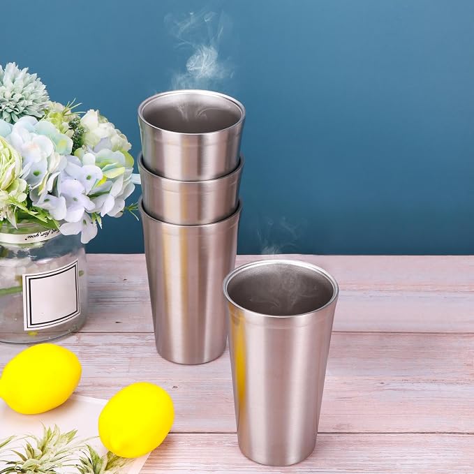 Zopeal 4 Pcs Stainless Steel Cups 16 Oz, Double Wall Vacuum Pint Cup Tumbler - Image 6