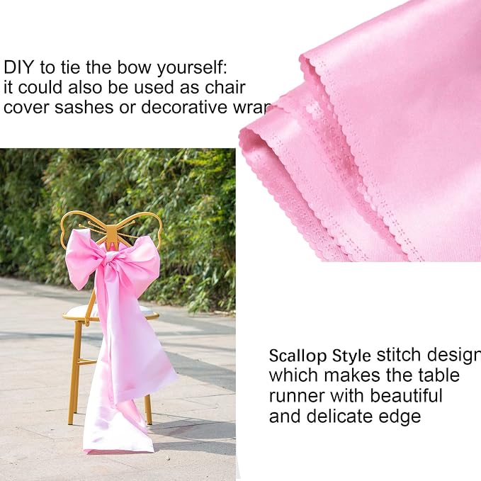12 Pack Pink Table Runners, Satin Table Runner 12x108 Inches Long, Silk and - Image 5