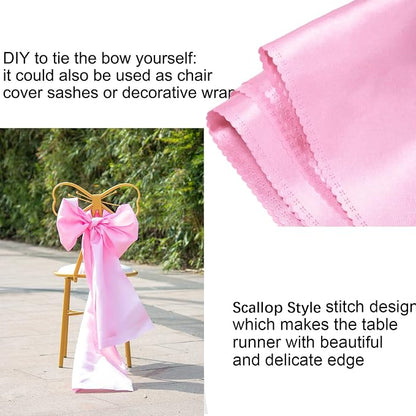 12 Pack Pink Table Runners, Satin Table Runner 12x108 Inches Long, Silk and - Image 5