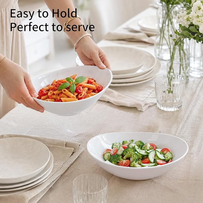 LIFVER 9" Serving Bowls for Wedding Decor, 36 OZ Porcelain Serving Dishes for - Image 3