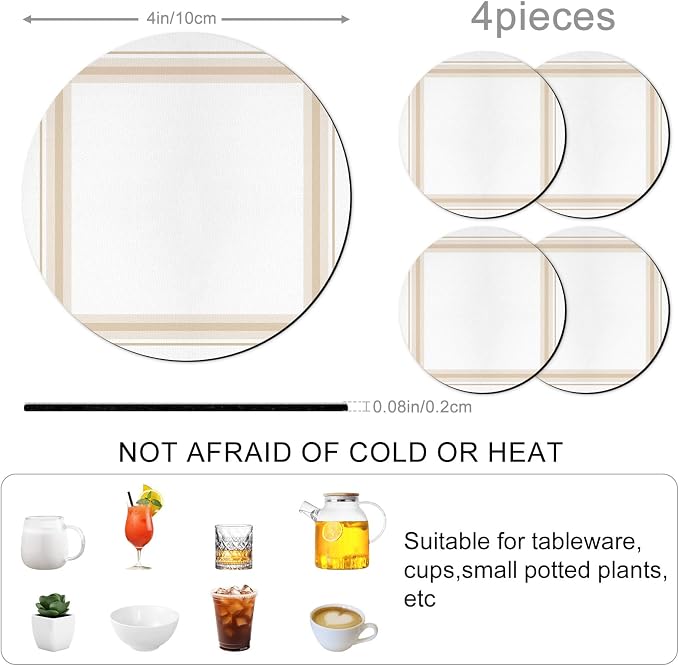 Modern Minimalist Art Coasters Set of 4 Absorbent Coasters - Image 3