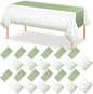 12Pcs White and Sage Green Tablecloth Decorations, Plastic White Table Cloth by MASHAN