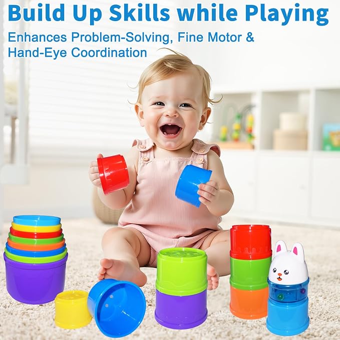 WEEJOYGAM Baby Stacking Cups, Nesting Stacking Toys - Image 2