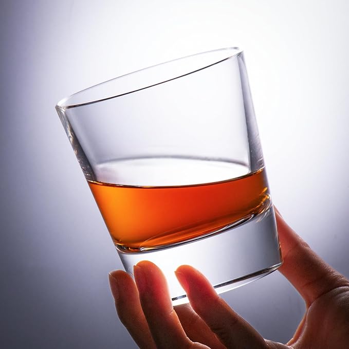 KAMMAK Crystal Whiskey Glasses Set of 2, Hand Blown 8.79oz Old Fashioned Glasses Stemless, Luxury Handcrafted Cocktail Glasses, Scotch Cup for Women, Men Gift for Rocks, Bourbon, Bar Barware